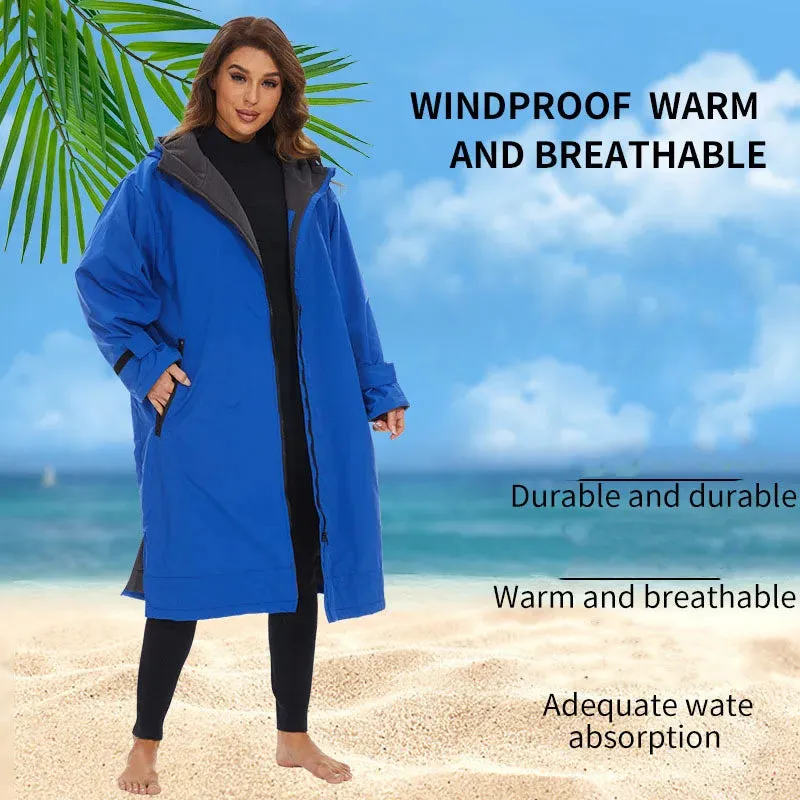 Thickened Winter Warm Surfing Changing Robe  Cashmere Microfiber Towel Hooded Bath Poncho