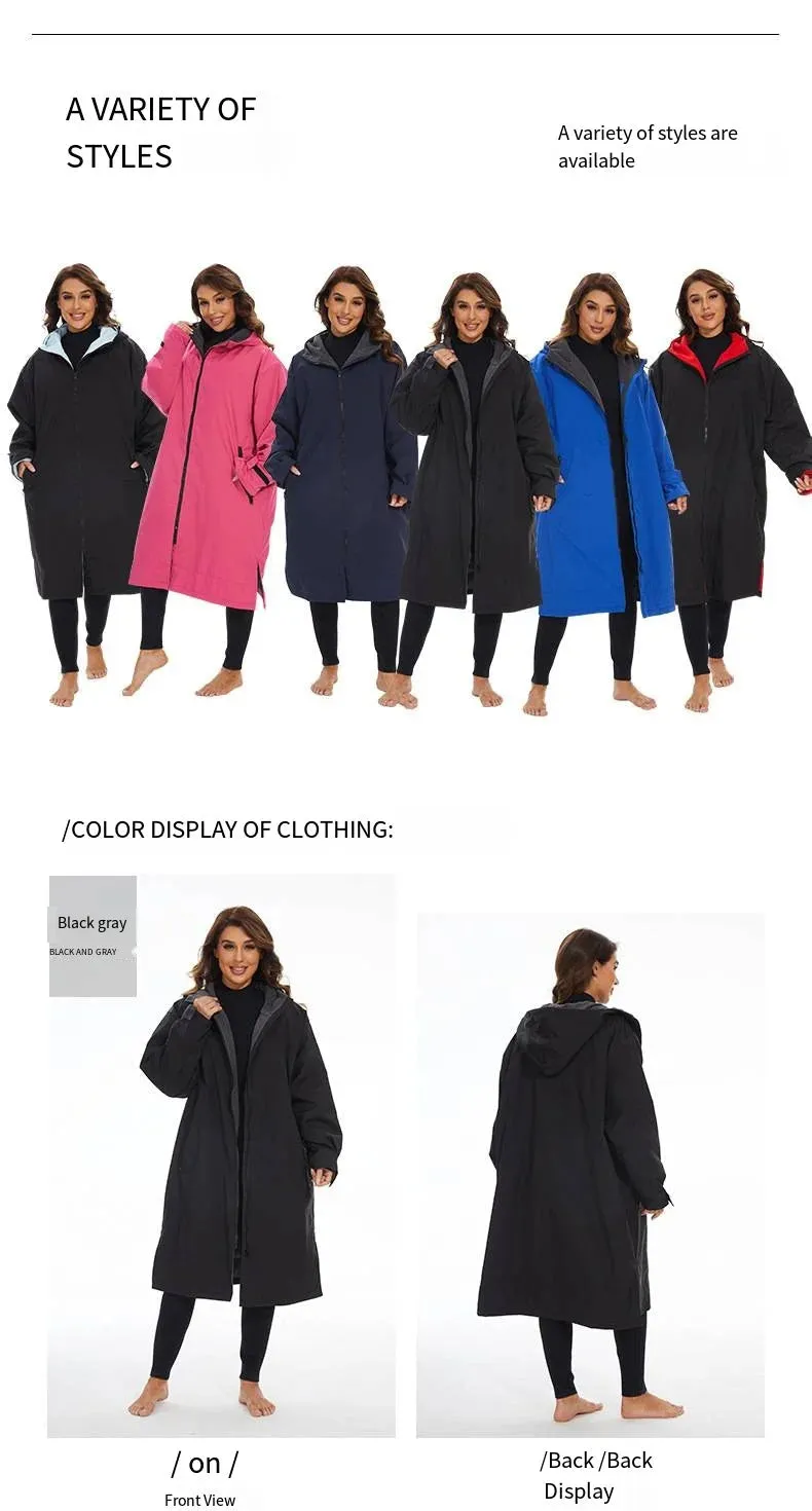 Thickened Winter Warm Surfing Changing Robe  Cashmere Microfiber Towel Hooded Bath Poncho