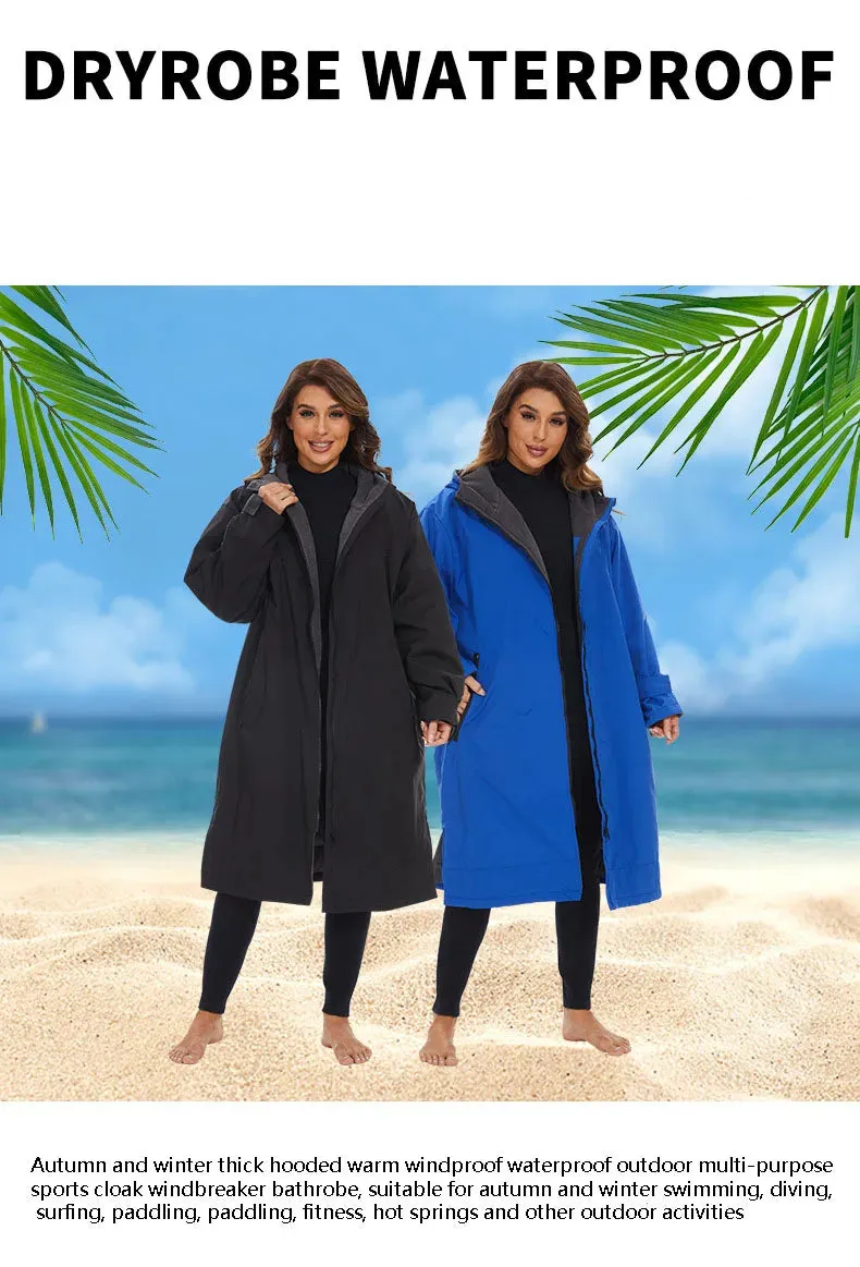 Thickened Winter Warm Surfing Changing Robe  Cashmere Microfiber Towel Hooded Bath Poncho