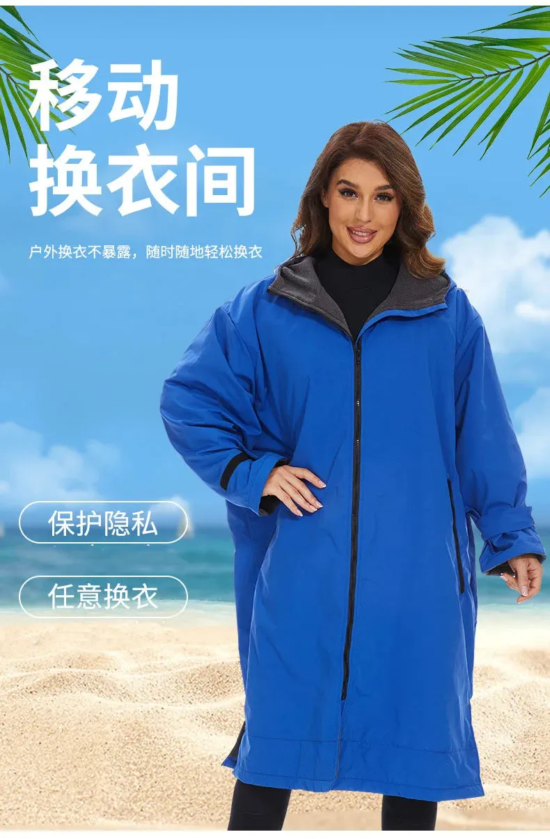 Thickened Winter Warm Surfing Changing Robe  Cashmere Microfiber Towel Hooded Bath Poncho