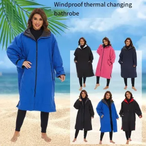Thickened Winter Warm Surfing Changing Robe  Cashmere Microfiber Towel Hooded Bath Poncho