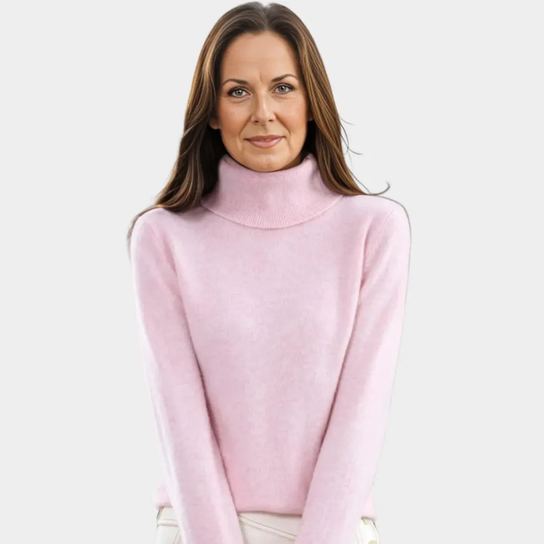 Womens Cashmere Sweater - High-Neck - Warm Woolen Knit Jumper  Multiple Colours