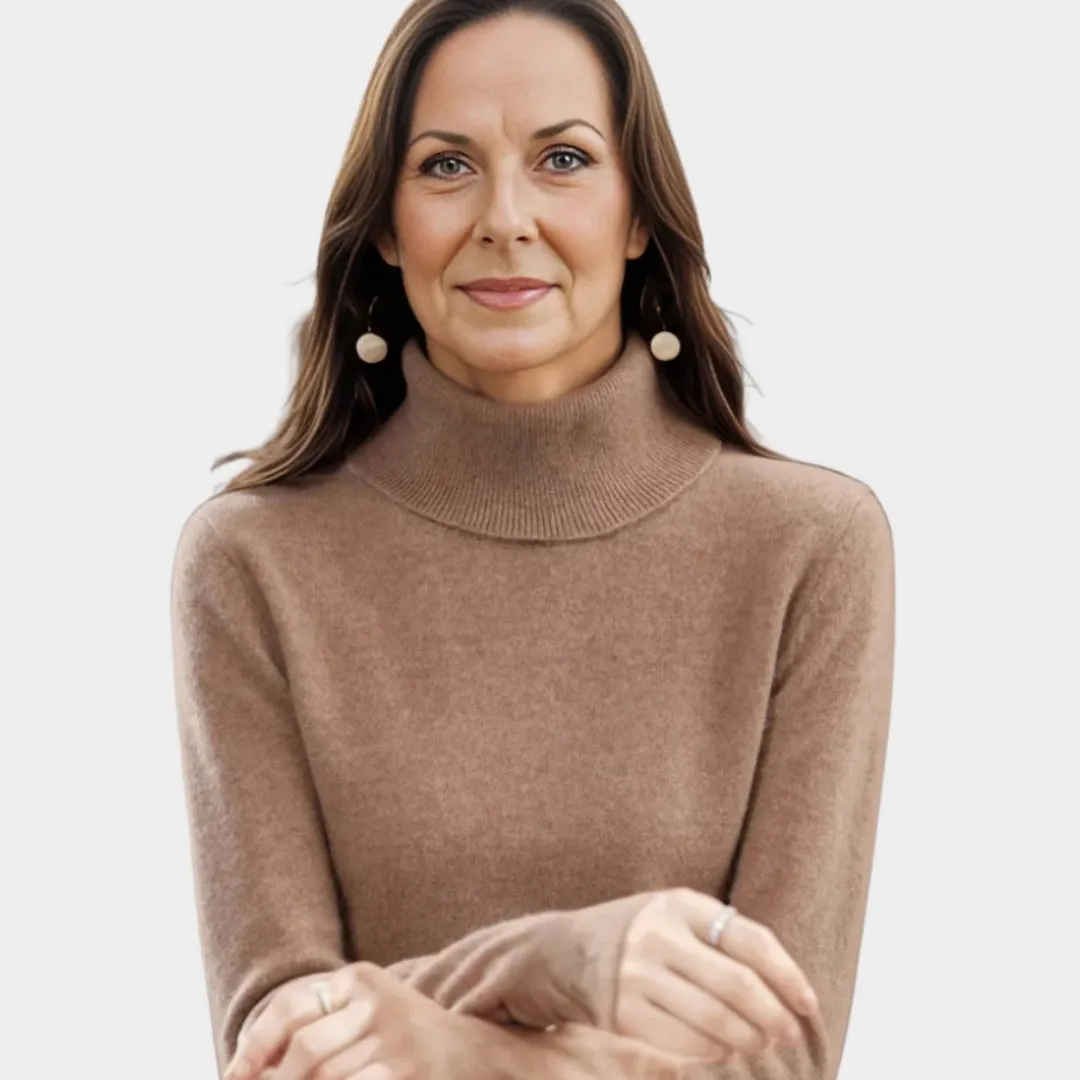 Womens Cashmere Sweater - High-Neck - Warm Woolen Knit Jumper  Multiple Colours