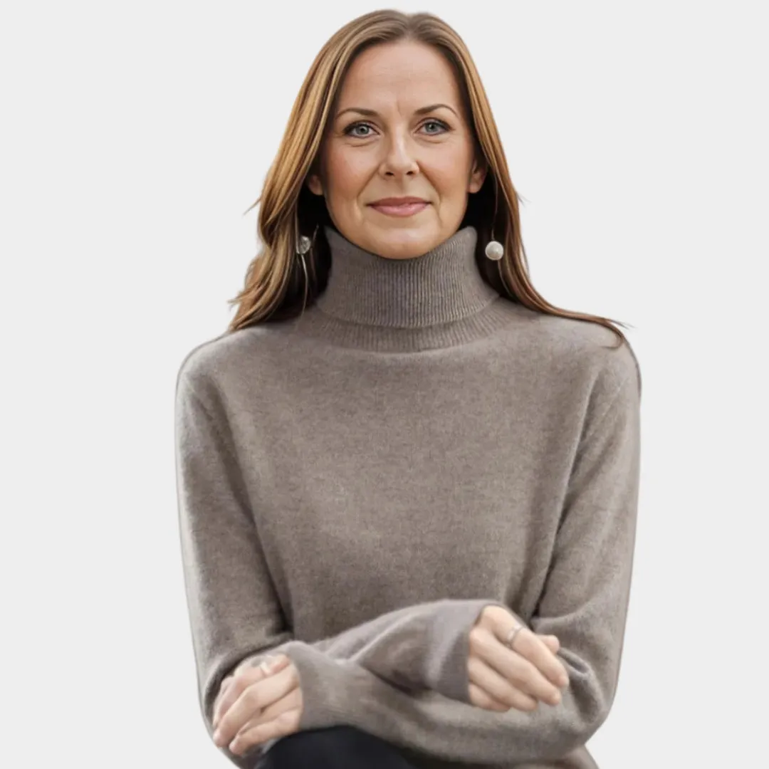 Womens Cashmere Sweater - High-Neck - Warm Woolen Knit Jumper  Multiple Colours