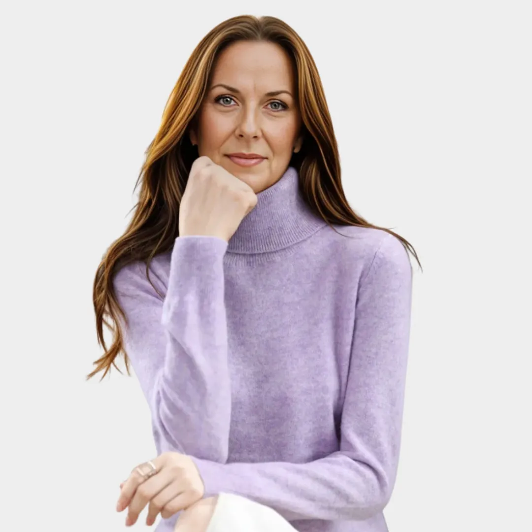 Womens Cashmere Sweater - High-Neck - Warm Woolen Knit Jumper  Multiple Colours