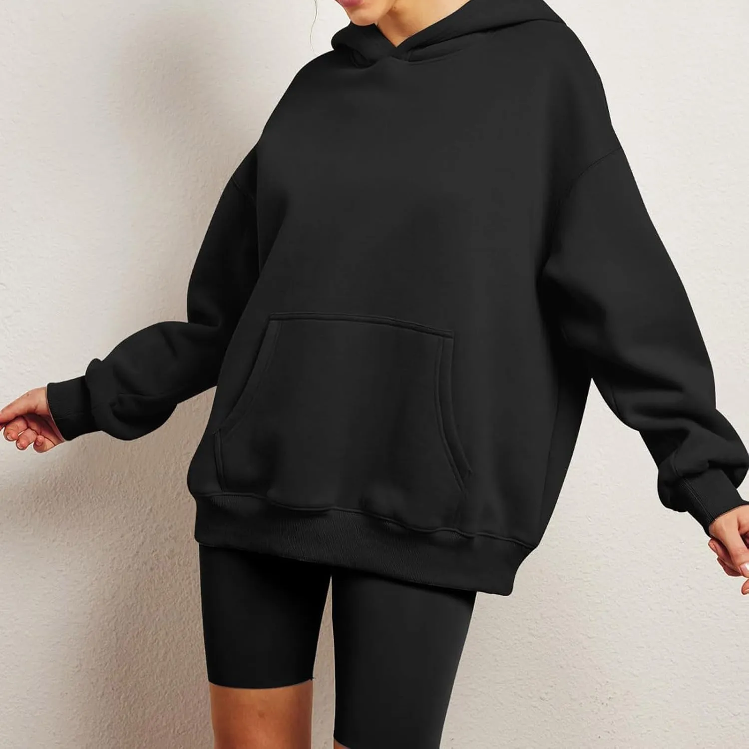 Womens Oversized Sweatshirt Hoodie Drop Shoulder Baggy Hooded Pullover Lightweight Long Sleeve Fall Clothes w/Pockets