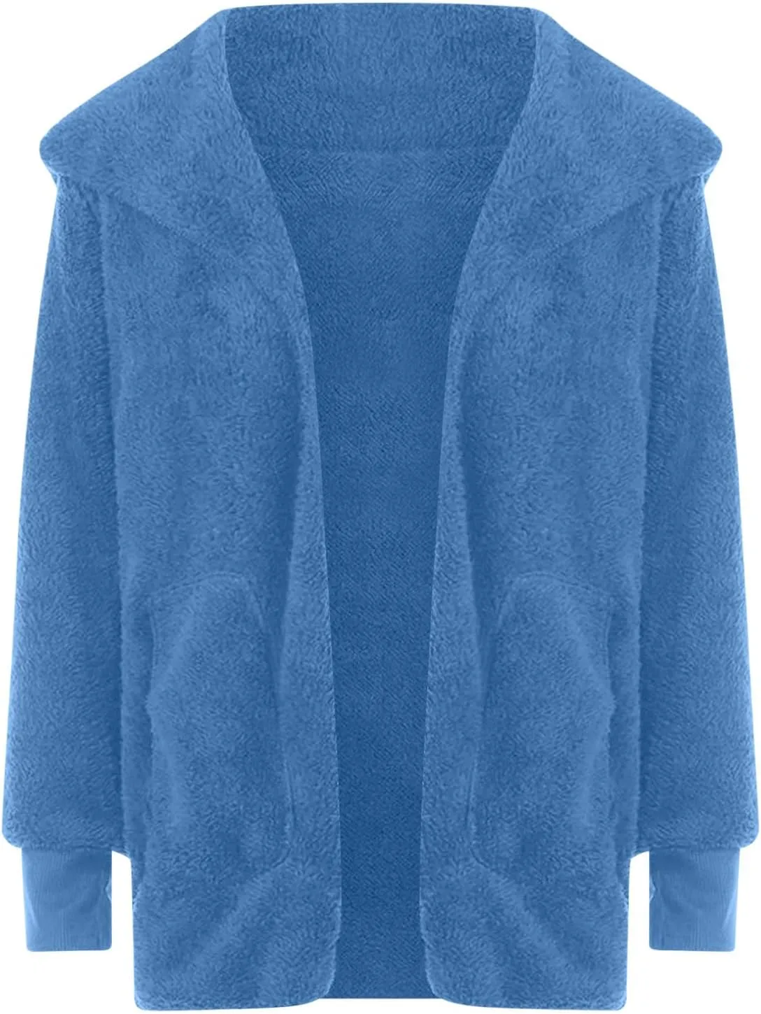 Womens Sherpa Jacket Comfy Fleece Hoodies Fuzzy Jacket Oversized Open Front Cardigan Teddy Coat Outerwear with Pocket