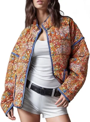 Wyeysyt Women's Cropped Puffer Jacket Lightweight Floral Print Long Sleeve Padded Quilted Puffy Cardigan Coat Wyeysyt Women's Cropped Puffer Jacket Lightweight Floral Print Long Sleeve Padded Quilted Puffy Cardigan Coat